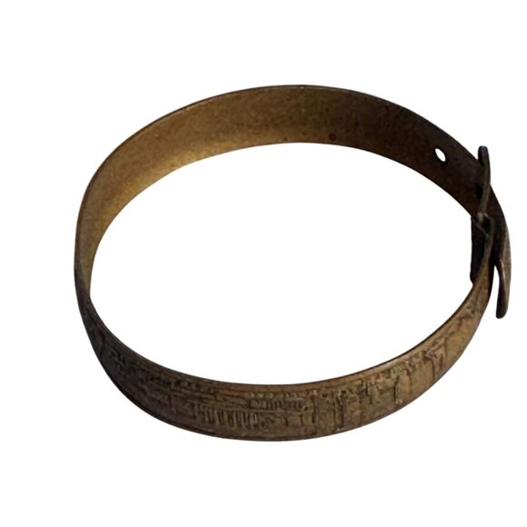 1933 Worlds Fair Etched Brass Childs Bracelet 5.5"  Vintage Collectible - Picture 3 of 5